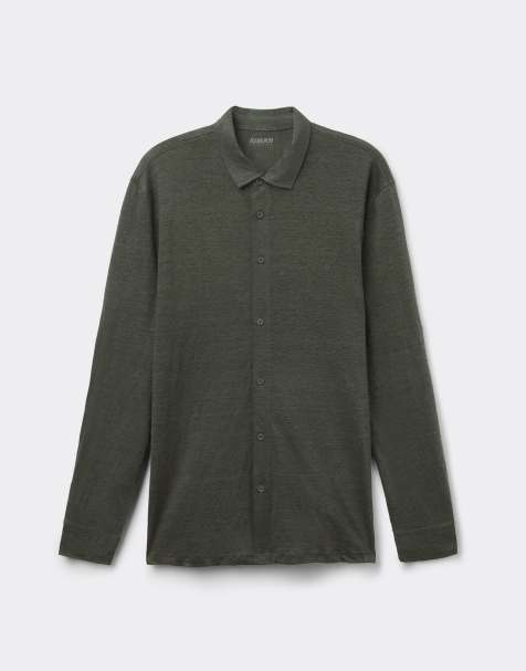 Intimissimi 100% soft linen shirt in dark green - view 1