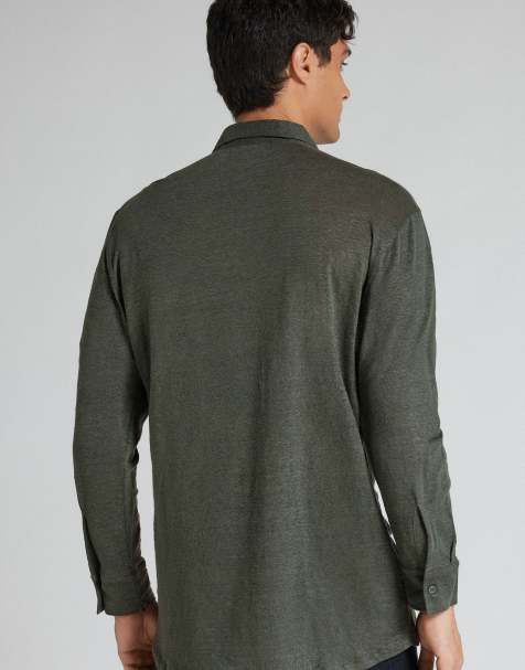 Intimissimi 100% soft linen shirt in dark green