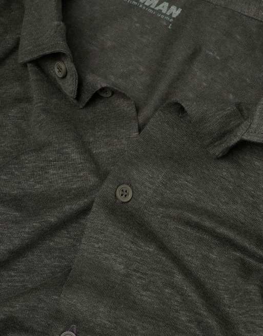 Intimissimi 100% soft linen shirt in dark green, 5 of 5