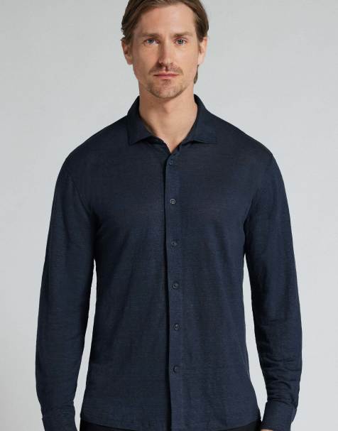 Intimissimi 100% soft linen shirt in ocean blue