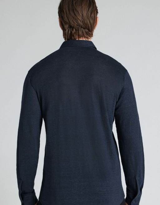 Intimissimi 100% soft linen shirt in ocean blue, 2 of 5
