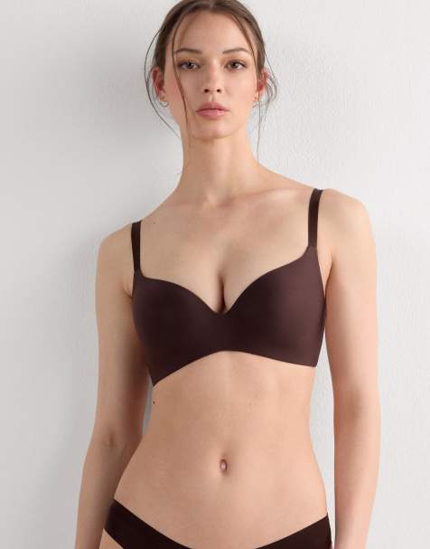 Intimissimi Adele ultralight microfibre triangle bra in mocha brown - view 1