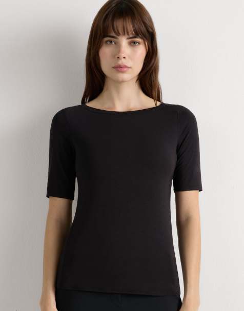 Intimissimi Boat-neck fresh bamboo top in black - view 1