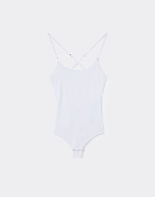 Intimissimi Bodysuit with crossed back straps in milk white, 5 of 5