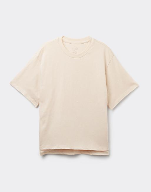 Intimissimi Boxy fit short-sleeved cotton top in dusty white, 5 of 6