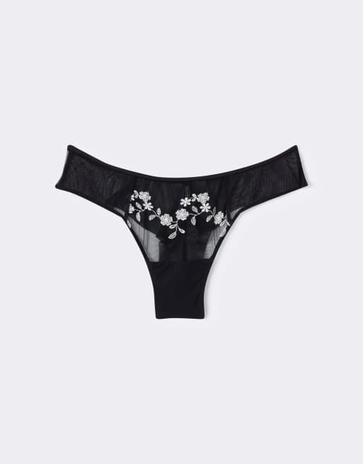 Intimissimi Brighten your day tulle brazilian briefs in black, 5 of 5