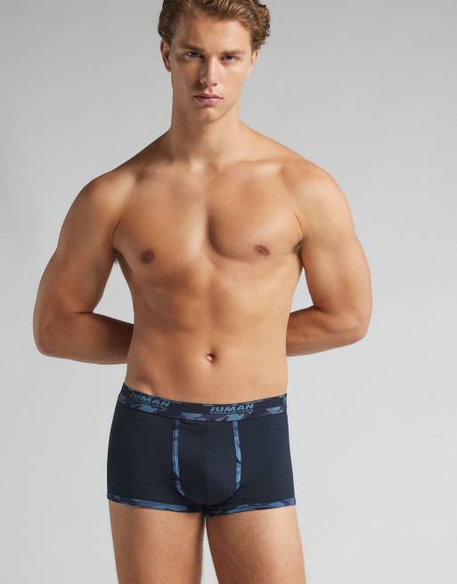 Intimissimi Camouflage Superior Cotton Boxers in Midnight Blue