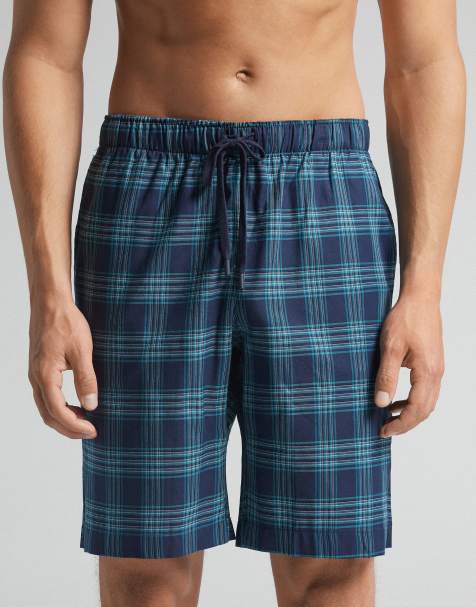 Intimissimi Checked plain-weave shorts in teal check - view 1
