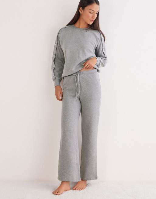 Intimissimi Coraline casual palazzo pants in stone grey melange, 4 of 6