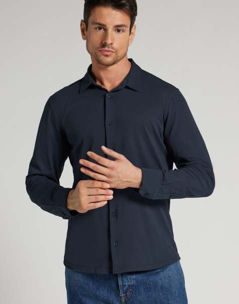 Intimissimi Cotton piqué shirt in navy blue - view 1