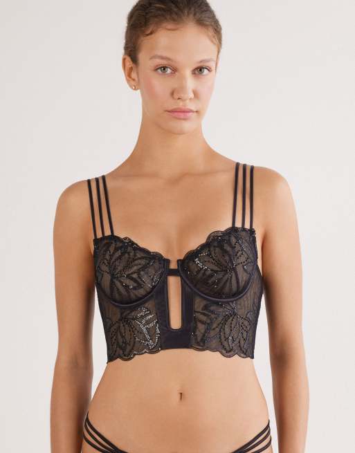 Intimissimi Dark moon girl balconette bustier in black