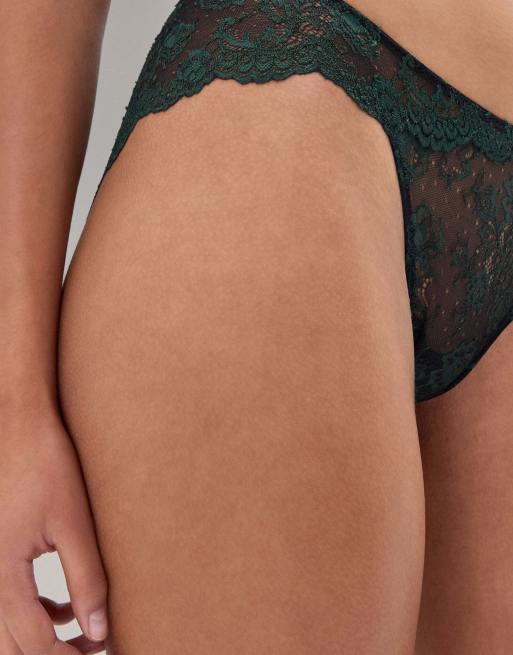 Intimissimi Dark romance briefs in black/ woodland green, 3 of 5