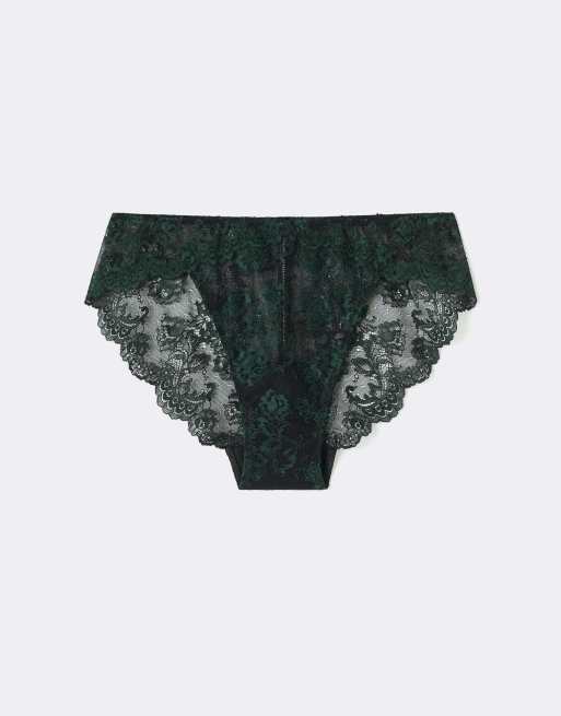 Intimissimi Dark romance briefs in black/ woodland green, 5 of 5