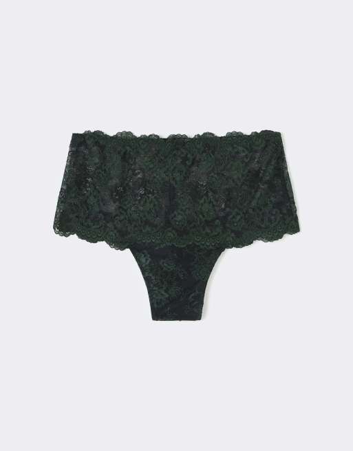 Intimissimi Dark romance briefs in black/ woodland green, 5 of 5