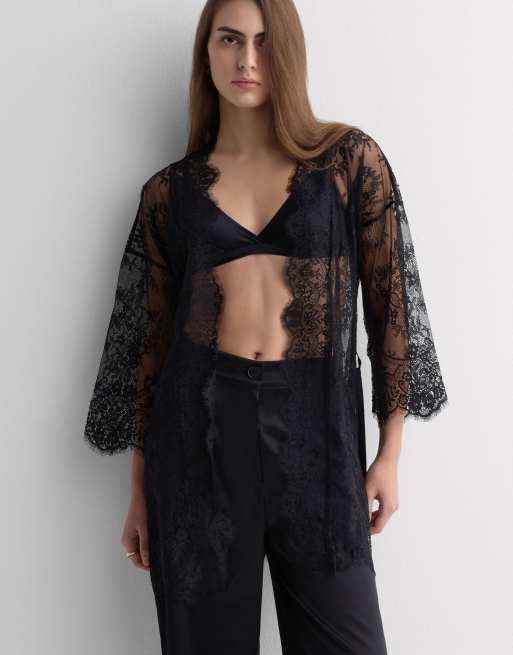 lace poplin dress Flyn Lace Midi Dress in Black