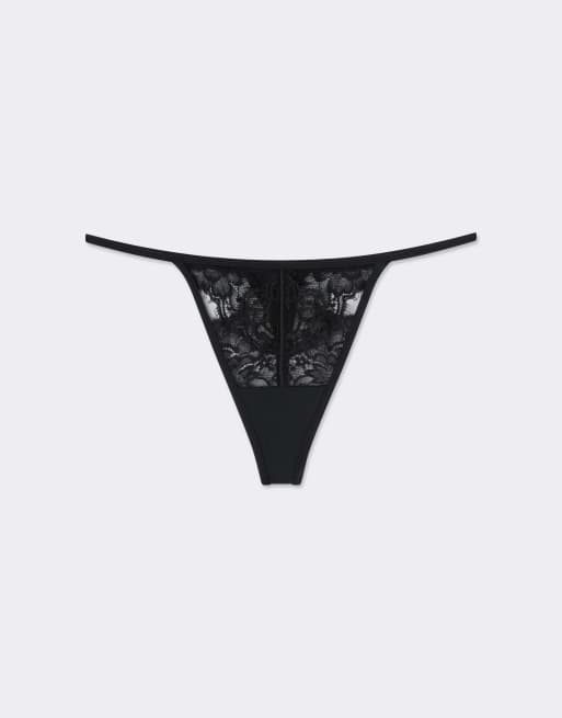 Intimissimi Ethereal embrace thong with side straps in black, 5 of 5