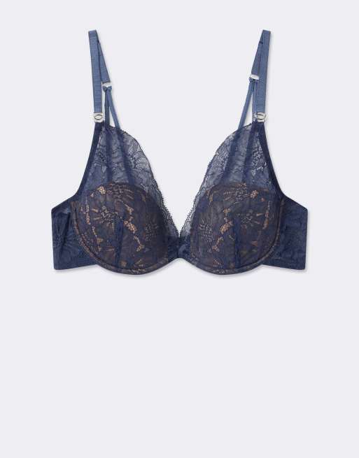 Intimissimi Fanciful flowers elena balconette bra in iron blue, 5 of 5
