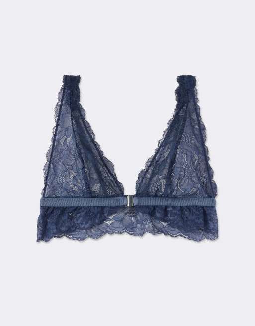 Intimissimi Fanciful flowers triangle bra in iron blue, 5 of 5