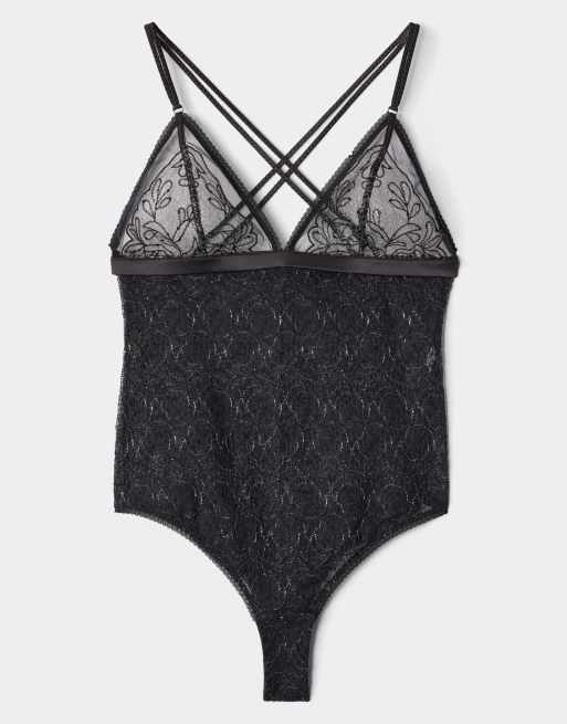 Intimissimi Feel luxurious bodysuit in black/ silver, 5 of 5