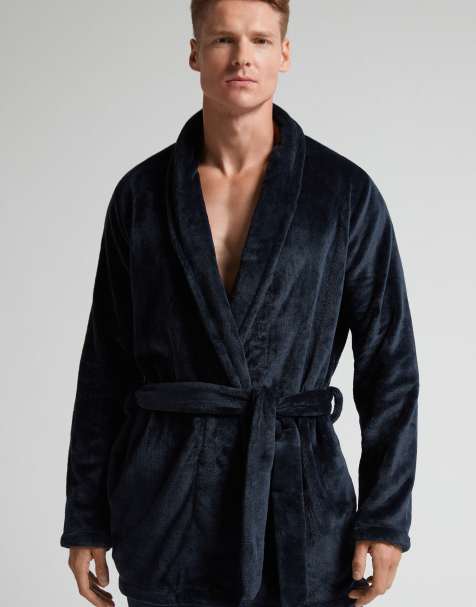 Intimissimi Fleece dressing gown in midnight blue - view 1