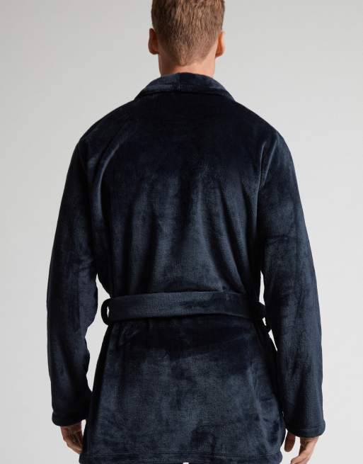 Intimissimi Fleece dressing gown in midnight blue, 2 of 4