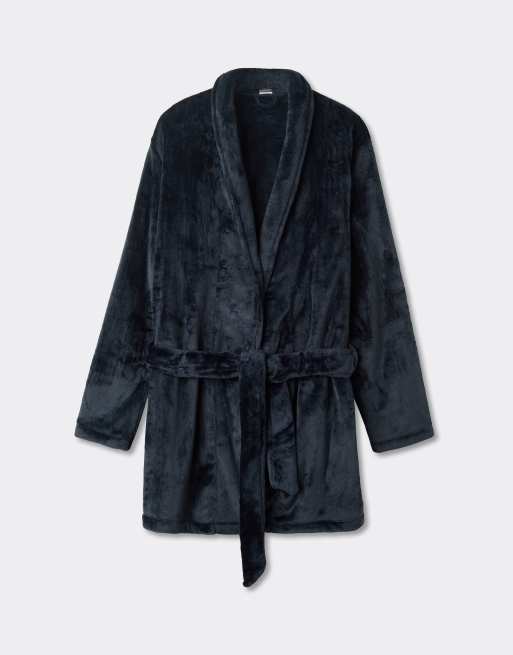 Intimissimi Fleece dressing gown in midnight blue, 3 of 4