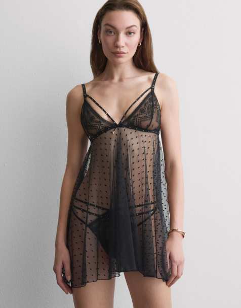 Intimissimi Flirt fearlessly lace babydoll in black - view 1