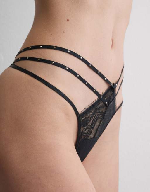 Intimissimi Flirt fearlessly thong with side straps in black