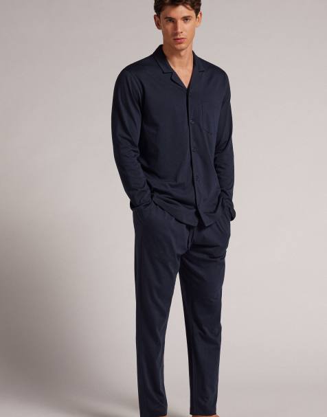 Intimissimi Full-length button-up pyjamas in midnight blue - view 1