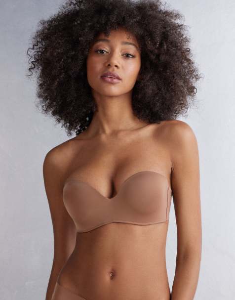 Intimissimi Gioia ultralight microfibre bandeau bra in caramel dark beige - view 1