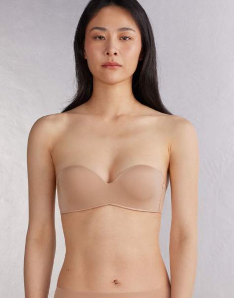 Intimissimi Gioia ultralight microfibre bandeau bra in honey soft beige - view 1