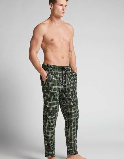 Intimissimi Green check print cotton trousers in green check