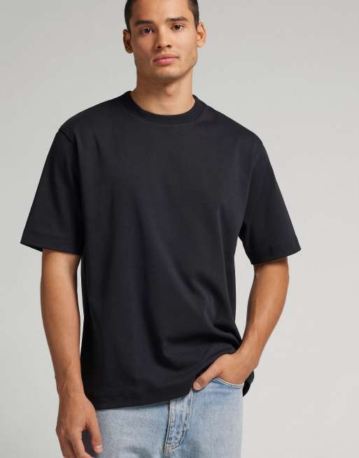 Intimissimi Interlock cotton oversize t-shirt in black, 4 of 5