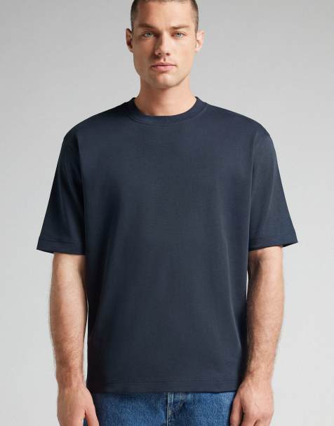 Intimissimi Interlock cotton oversize t-shirt in midnight blue - view 1