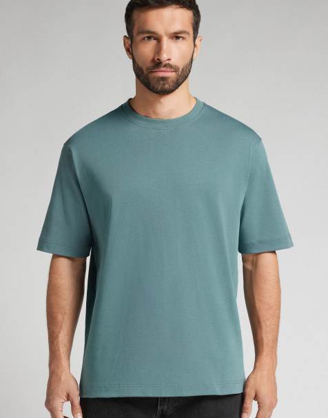 Intimissimi Interlock cotton oversize t-shirt in woods green - view 1