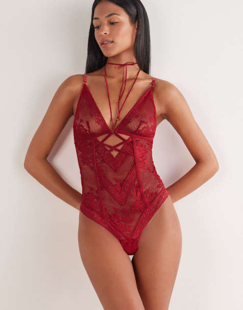Intimissimi La femme fatale lace bodysuit in sealing wax red