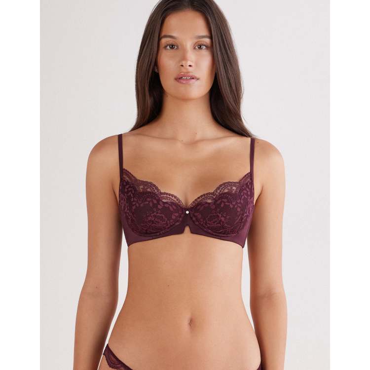 Intimissimi La vie en rose carioca balconette bra in dark burgundy