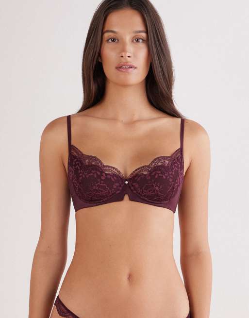 Intimissimi La vie en rose carioca balconette bra in dark burgundy