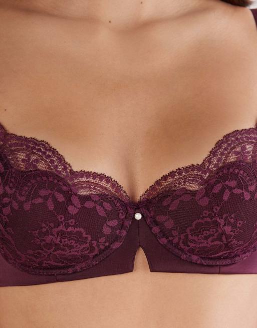 Intimissimi La vie en rose carioca balconette bra in dark burgundy, 3 of 6