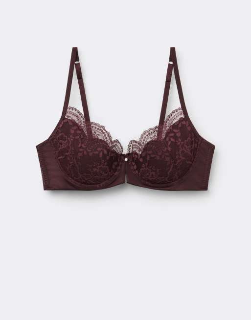 Intimissimi La vie en rose carioca balconette bra in dark burgundy, 5 of 6
