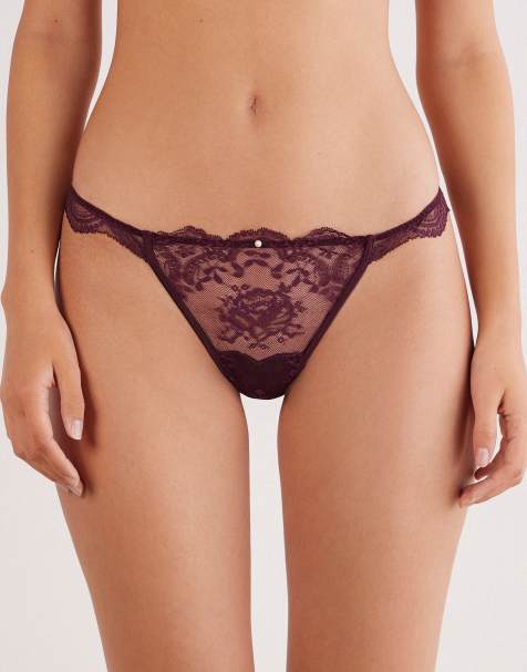 Intimissimi La vie en rose thong with side straps in dark burgundy - view 1