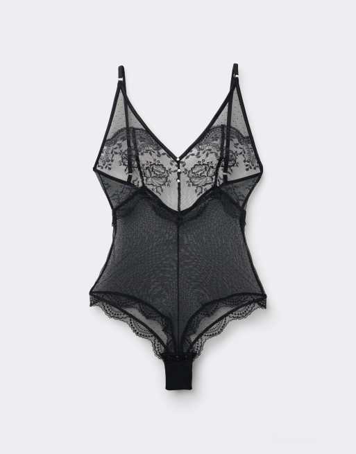 Intimissimi La vie en rose tulle and lace bodysuit in black, 5 of 6