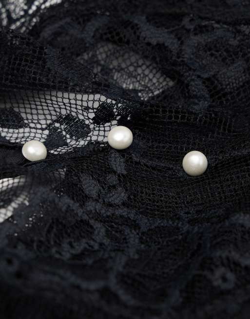 Intimissimi La vie en rose tulle and lace bodysuit in black, 6 of 6