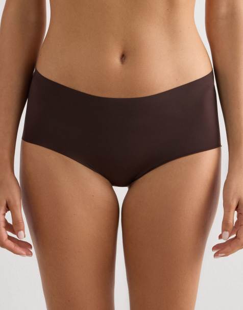 Intimissimi Laser cut french knickers in mocha brown - view 1