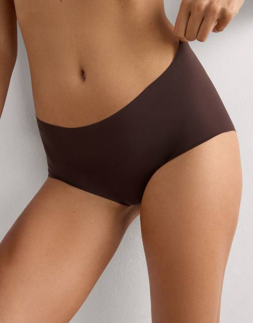 Intimissimi Laser cut french knickers in mocha brown, 3 of 4