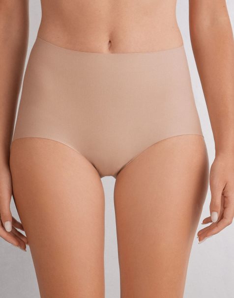Intimissimi Light shaping high-waisted cotton briefs in honey soft beige - view 1
