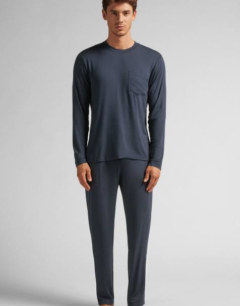 Intimissimi Long micromodal pyjamas in midnight blue - view 1