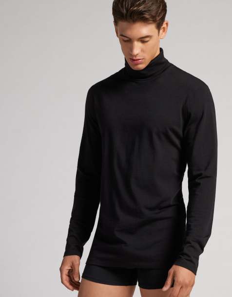 Intimissimi Long-sleeve high-neck merino-wool top in black