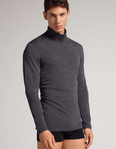Intimissimi Long-sleeve high-neck merino-wool top in charcoal grey - view 1