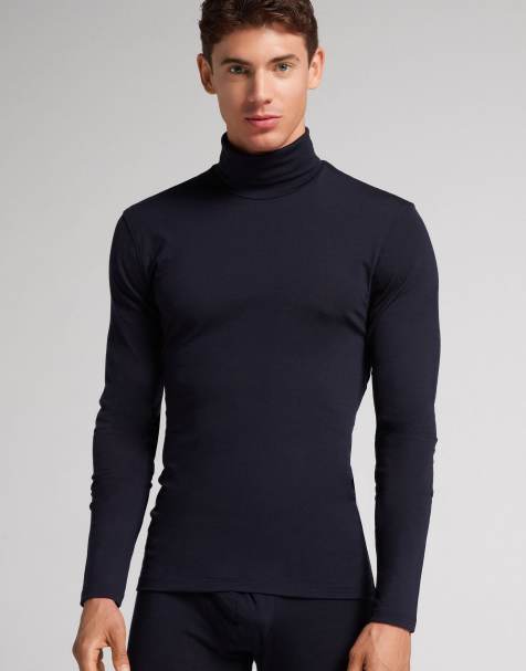 Intimissimi Long-sleeve high-neck merino-wool top in midnight blue - view 1